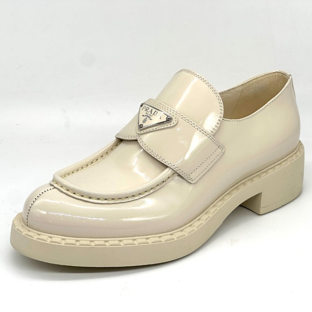 PRADA Triangle Logo Patent Leather Platform Loafers Drivers Flat Shoes - Picture 6 of 16